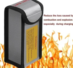Yunique - Säkerhetsväska för Lipo-batterier, 1 st, flamskyddsmedel och anti-explosionsmaterial, mått 125x64x50 mm - Skyddsfodral för RC