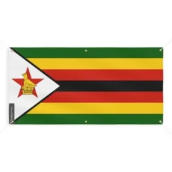 Zimbabwe Flag Banner - PIXELFORMA - 190x380cm - Slitstark polyester - 6 förstärkta öglor