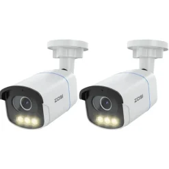 ZOSI C186 PoE Säkerhets-IP-kamera, Aurora Lux Äkta Färg Nattseende, F1.0 Bländare,C186 PoE (2-pack)